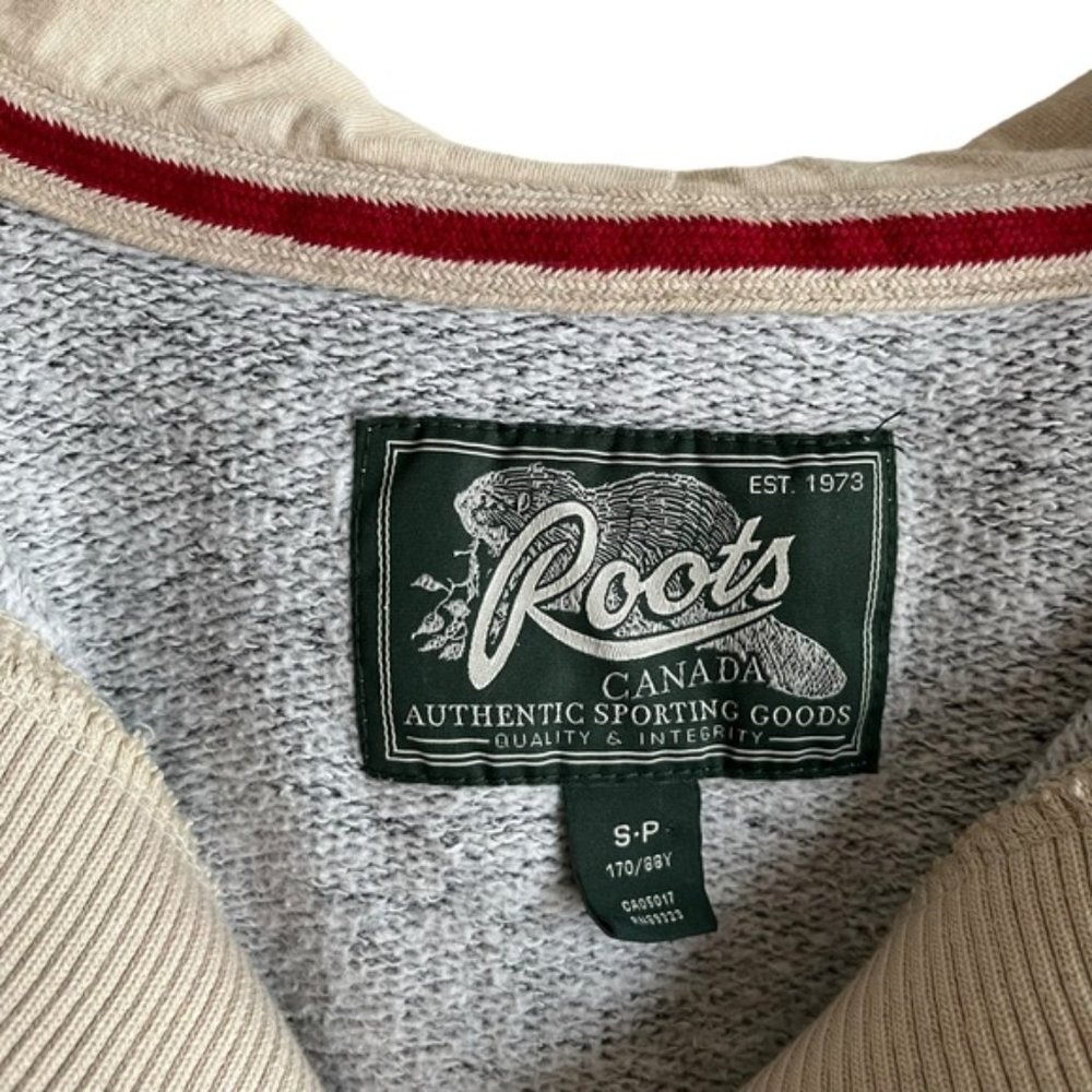 Roots Hoodie Size Small Gray Red Ivory Canada 1973 - Picture 9 of 9